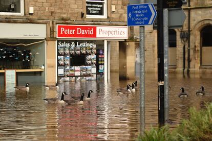 Calles inundadas de la ciudad inglesa de Hebden Bridge, el 9 de febrero.