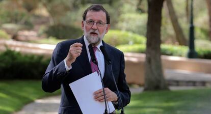 Mariano Rajoy durante una rueda de prensa tras el despacho con el Rey en Palma.
