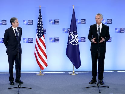 El secretario de Estado de EE UU, Antony Blinken, y el secretario general de la OTAN, Jens Stoltenberg, este miércoles en Bruselas.