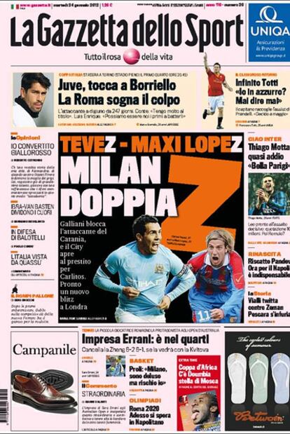 Portada de la 'Gazzetta dello Sport'.