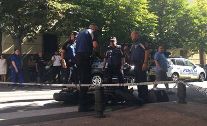 El estado en que ha quedado la moto tras el accidente.