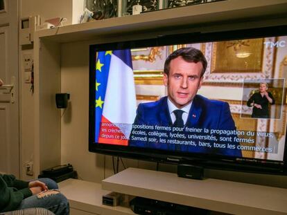 Declaración institucional del presidente francés Emmanuel Macron. 