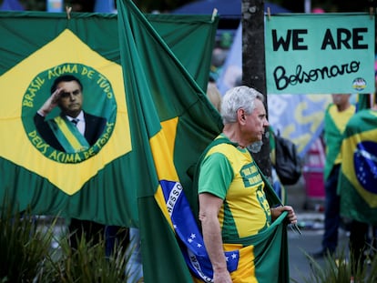 Un seguidor del presidente Bolsonaro participa en una protesta el pasado miércoles, día de la Independencia de Brasil, en Porto Alegre.