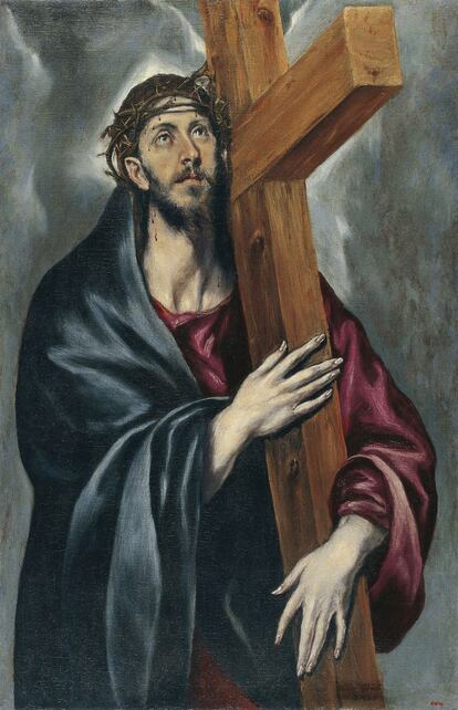 'Cristo con la cruz', obra del Greco realizada en 1598 depositada en el MNAC proveniente de la colección Santiago Espona.