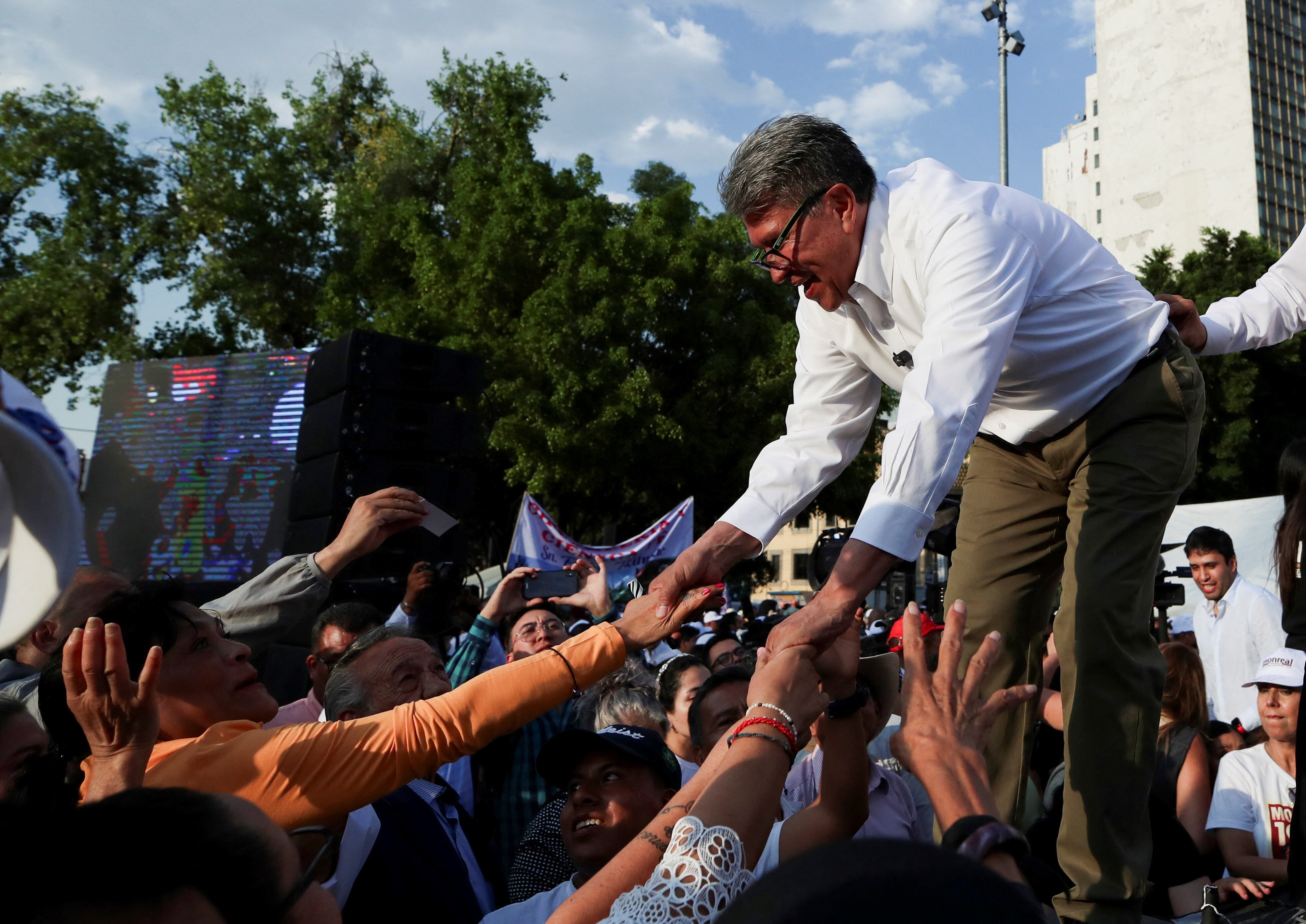 Ricardo Monreal durante un acto de campaña, en Ciudad de México, el pasado 19 de junio. 