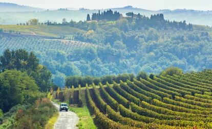 En ruta por la región de Chianti, en la Toscana (Italia).