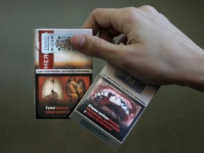 Cajetillas de tabaco con imágenes sobre el daño que produce a la salud.