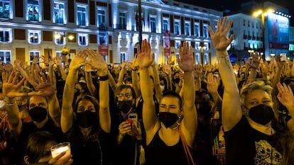 Manifestación en contra de la violencia machista en la Puerta del Sol en Madrid.