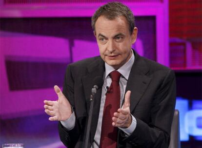 Rodríguez Zapatero, durante su intervención de anoche en el programa <i>59 segundos</i>.