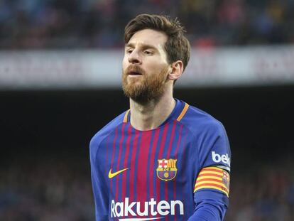 Messi, en el partido del domingo pasado contra el Atlético.