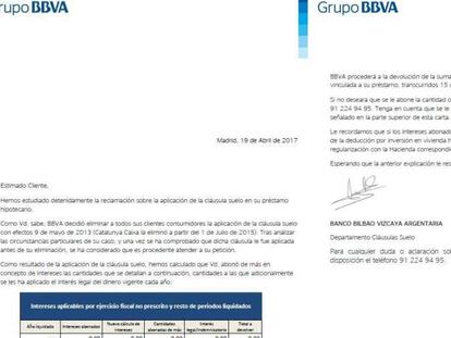 Comunicado en el que BBVA acepta devolver el dinero cobrado de más a un cliente que reclamó por la vía extrajudicial.