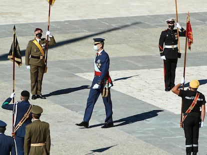 Felipe VI en los actos del 12 de octubre en el Palacio Real.