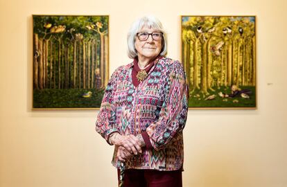 La pintora Isabel Villar, en la galería Fernández-Braso de Madrid el 2 de abril.