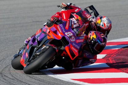 El piloto español de MotoGP Jorge Martín, este sábado en Montmeló.