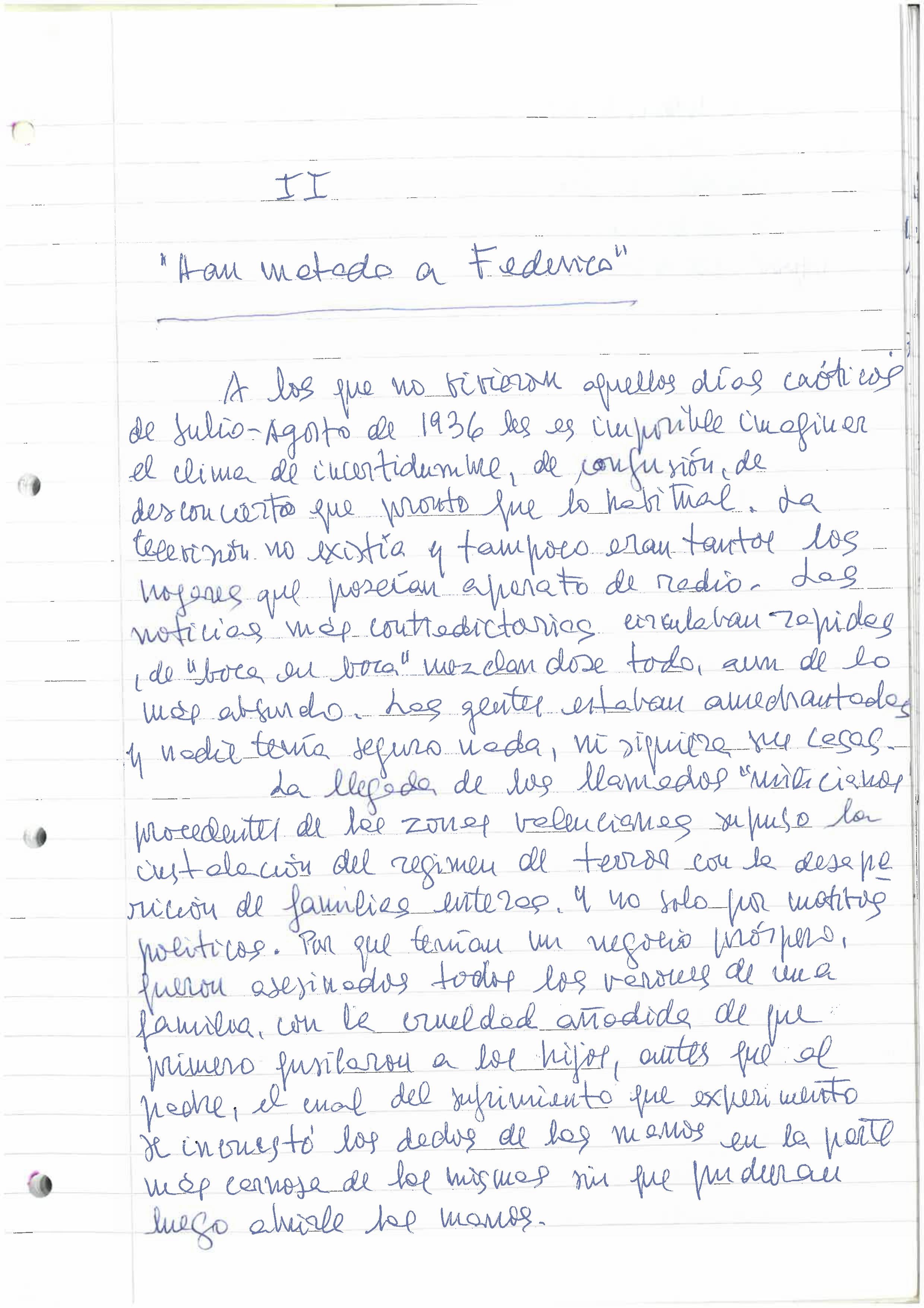 Cuaderno de Juan Ramírez de Lucas sobre la muerte del poeta, en una imagen cedida por la familia.