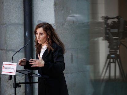 La portavoz del Grupo Parlamentario de Más Madrid, Mónica García, comparece tras una reunión con Isabel Díaz Ayuso en la Real Casa de Correos.