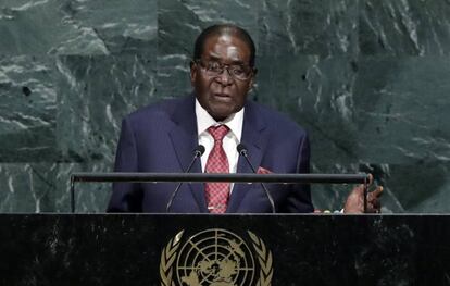 Robert Mugabe interviene en la Asamblea General de la ONU, en septiembre en Nueva York.