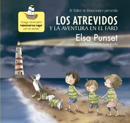 <a href=http://www.megustaleer.com/autor/elsa-punset-rocio-bonilla/00001004170000101981>Colección El taller de las emociones</a>. (Elsa Punset, Beascoa). <P>Tasi, Alexia y Rocky son Los atrevidos, los protagonistas de la serie escrita por esta filósofa y divulgadora experta en inteligencia emocional. Sus aventuras, con la compañía y guía de la gaviota Florestán, ayudan a los pequeños de entre 4 y 9 años a descubrir, identificar y gestionar sus emociones. Los cuatro volúmenes de la colección (Los Atrevidos en busca del tesoro, Los Atrevidos dan el gran salto, Los atrevidos y la aventura en el faro y Los atrevidos y el misterio del dinosaurio).