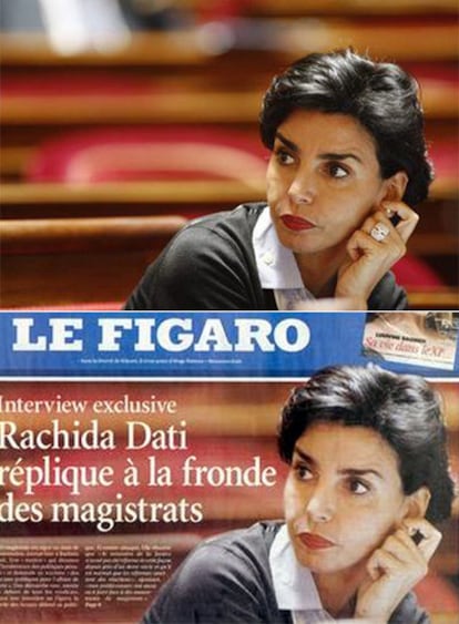 El misterioso anillo de la ex ministra de Justicia francesa Rachida Dati: en el punto de mira informativo por su maternidad, el periódico <i>Le Figaro</i> eliminó la imagen de la joya, valorada en 15.600 euros.