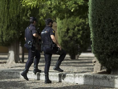 Dos agents del Cos Nacional de Policia (CNP).