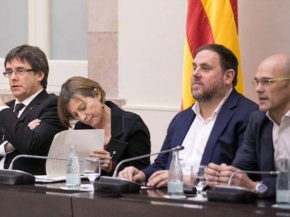 Colau, Puigdemont, Forcadell, Junqueras i Romeva, aquest divendres.