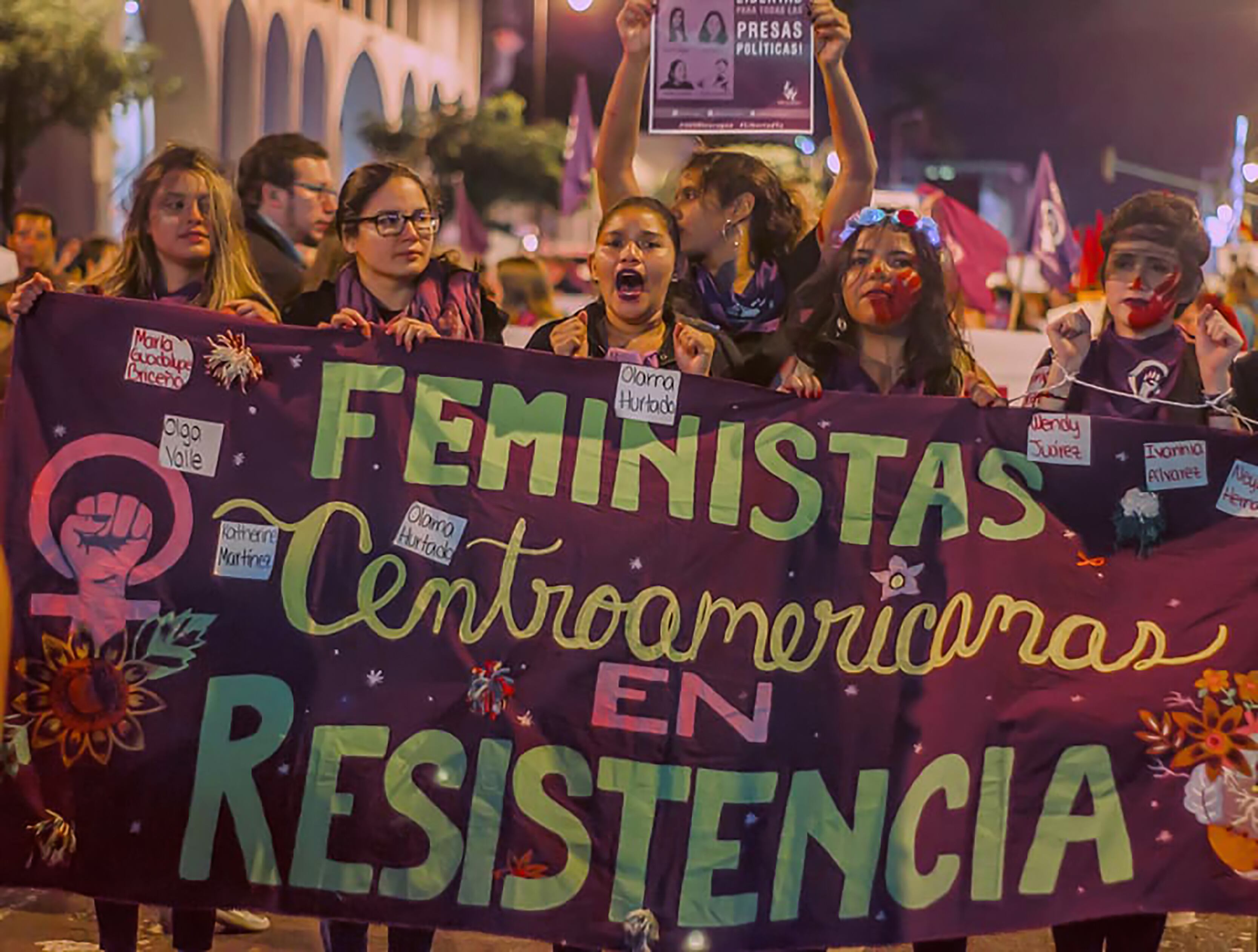 Las integrantes de Volcánicas en una manifestación en San José.