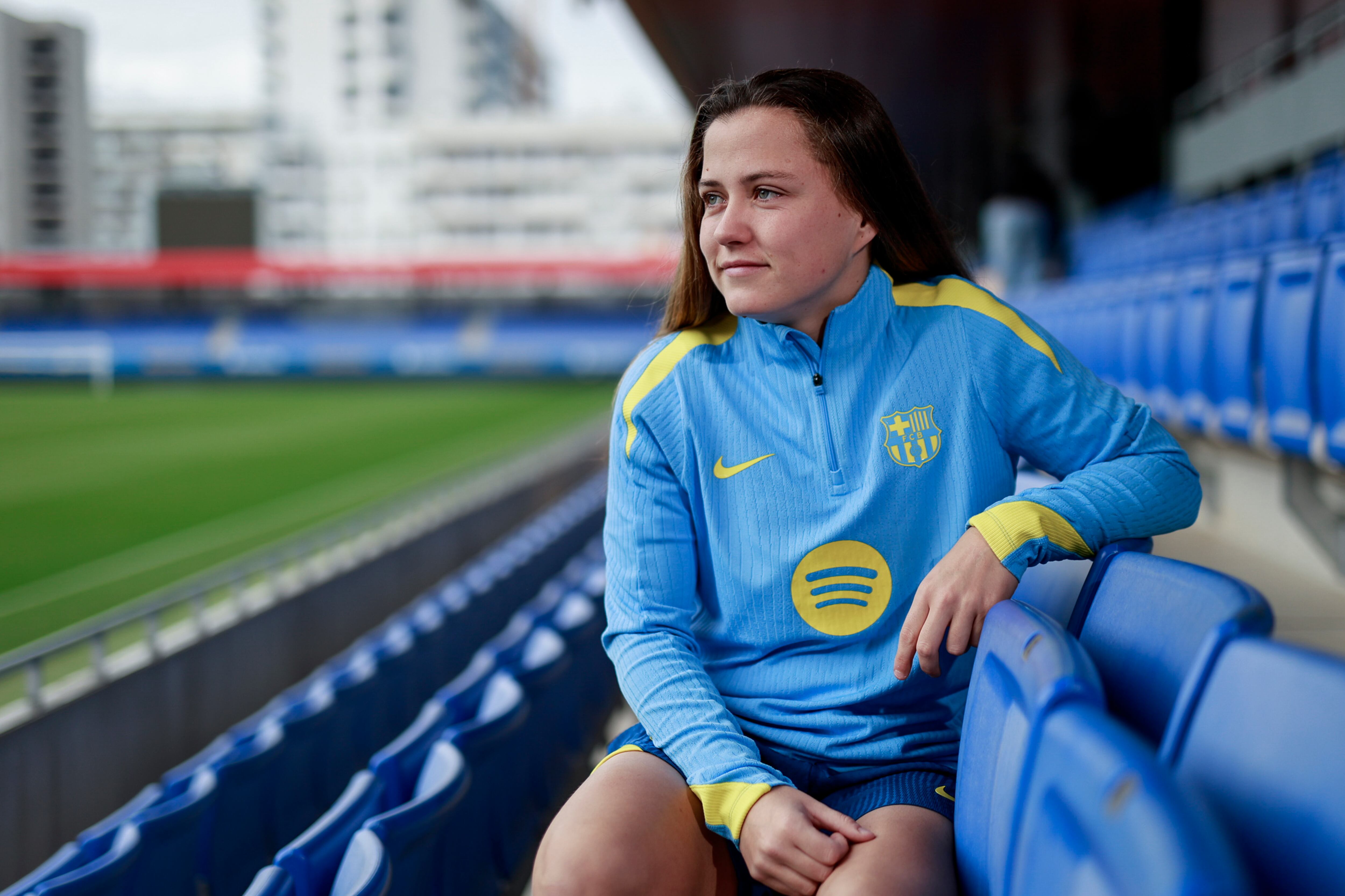 Pina, fotografiada en el estadio Johan Cruyff de Barcelona.