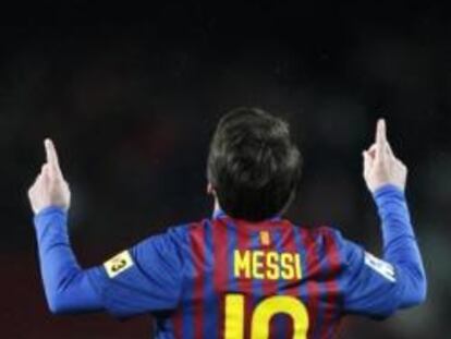 Lionel Messi, en un partido contra el Granada el 20 de marzo de 2012, el día que batió el récord histórico de goles del F. C: Barcelona.