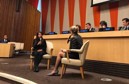 Jessica, durante su comparecencia en la ONU, el pasado lunes 5 de marzo.