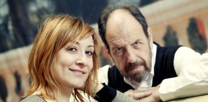 Los actores en Josep María Pou y Nathalie Poza en el Teatro Español, en Madrid. 