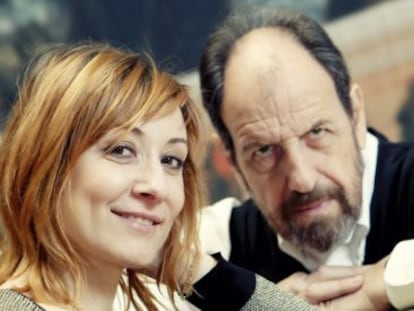 Los actores en Josep María Pou y Nathalie Poza en el Teatro Español, en Madrid. 