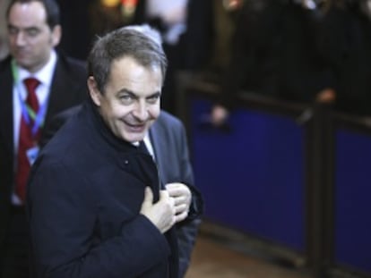 Zapatero, a su llegada a la &uacute;ltima cumbre europea en B&eacute;lgica.