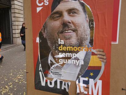 Cartel del candidato de ECR a las elecciones del 21-D, Oriol Junqueras (Barcelona). 