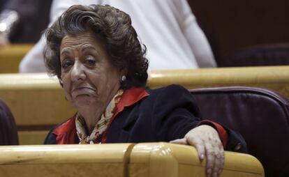La exalcaldesa de Valencia, Rita Barberá, en una sesión del Senado esta semana.