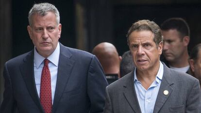 El alcalde Bill de Blasio con el gobernador Andrew Cuomo