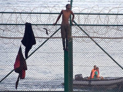 Salto a la valla de Ceuta la semana pasada.