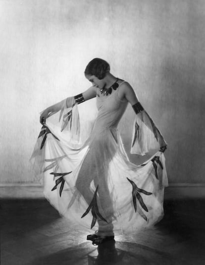 The naked dressing is nothing new. Here we can see singer and dancer Bunty Pain, one of Cecil B Cochran's chorus girls, wearing a diaphanous dress in 1929.