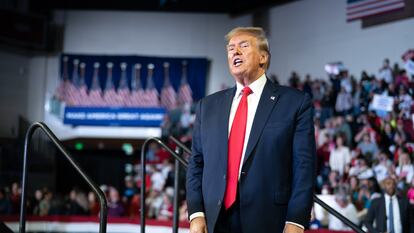 Donald Trump, durante un mitin en Coastal Carolina University en Conway, Arkansas, el pasado día 10.