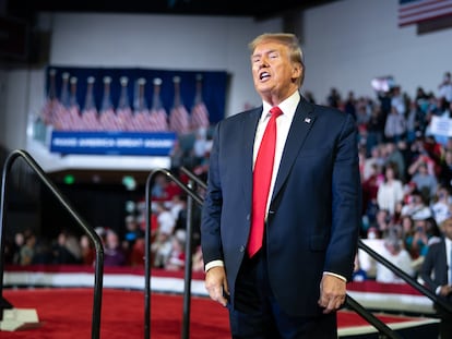 Donald Trump, durante un mitin en Coastal Carolina University en Conway, Arkansas, el pasado día 10.