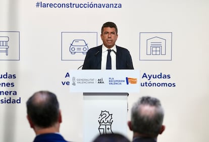 Carlos Mazón, en la declaración institucional del pasado martes, en el Palau de la Generalitat.