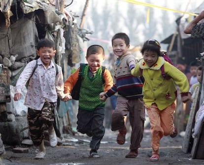 Un grupo de ni&ntilde;os en la ciudad de Shijiazhuang. 