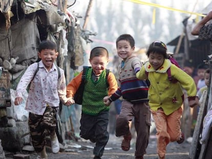 Un grupo de ni&ntilde;os en la ciudad de Shijiazhuang. 