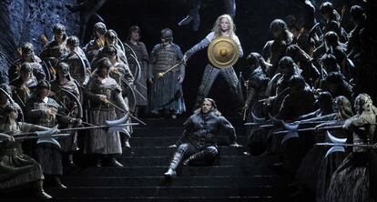 Miembros del Teatro La Fenice de Venecia, en uno de los momentos de la ópera.
