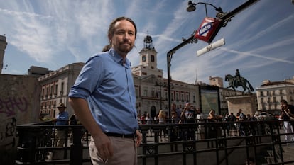 El vicepresidente segundo y secretario general de Podemos, Pablo Iglesias, en la Puerta del Sol, en Madrid, en septiembre de 2018.