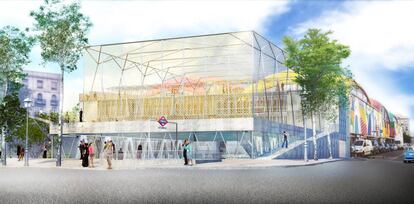 Proyección del polideportivo que el Ayuntamiento construirá en la plaza de la Cebada.