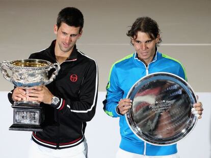 Novak Djokovic y Rafa Nadal, en la final del Open de Australia de 2012.