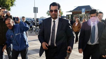 Al Thani llega a los juzgados de Málaga en 2019.