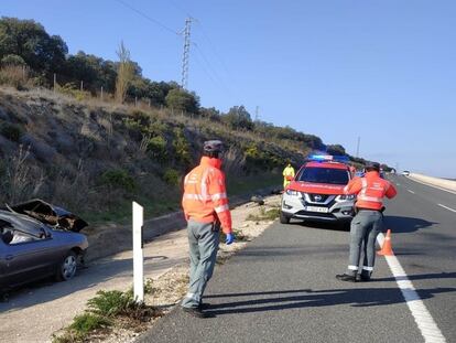 Accidente de tráfico en la A12 en Ayegui el pasado 27 de marzo.