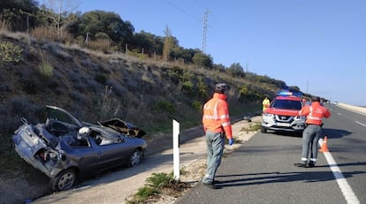 Accidente de tráfico en la A12 en Ayegui el pasado 27 de marzo.