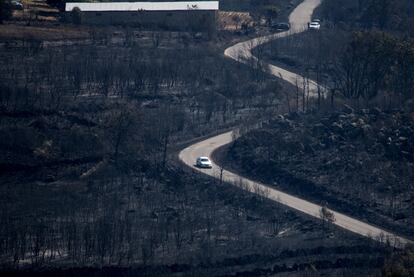 Superficie calcinada por el incendio de Cualedro (Ourense).